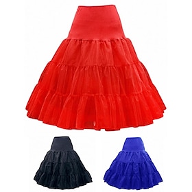 Women's Skirt Swing Tutu Petticoat Knee-length Skirts Ruffle Tulle Solid Colored Performance Vacation Spring Summer Organza Fashion Black Red Blue