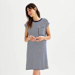 Women's Sonoma Goods For Life® Striped T-Shirt Dress, Size: Medium, Blue Beauty Stripe