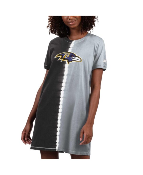 Women's Starter Black Baltimore Ravens Ace Tie-Dye T-shirt Dress - Black