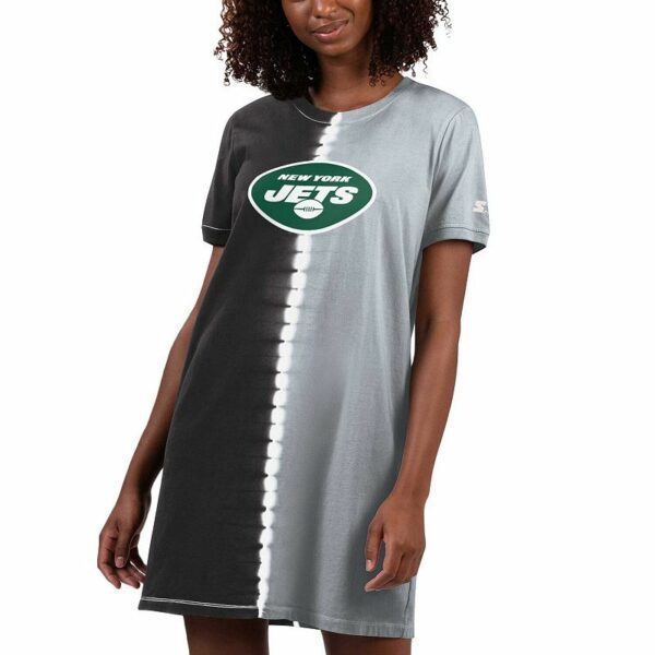 Women's Starter Black New York Jets Ace Tie-Dye T-Shirt Dress, Size: XL