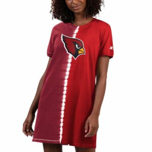 Women's Starter Cardinal Arizona Cardinals Ace Tie-Dye T-Shirt Dress, Size: Small, Red