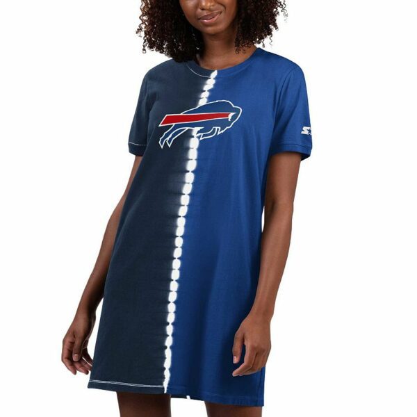 Women's Starter Navy Buffalo Bills Ace Tie-Dye T-Shirt Dress, Size: XL, Blue