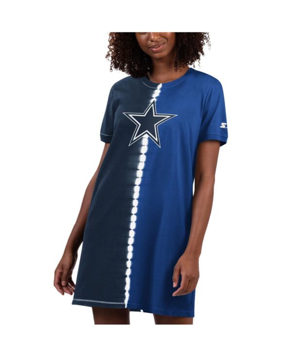 Women's Starter Navy Dallas Cowboys Ace Tie-Dye T-shirt Dress - Navy