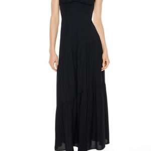 Women's Strapless Asymmetrical Maxi Dress in Black Small