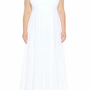 Women's Strapless Maxi Dress in White, 0X