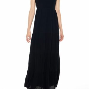 Women's Strapless Tie-Back Maxi Dress in Black, XL