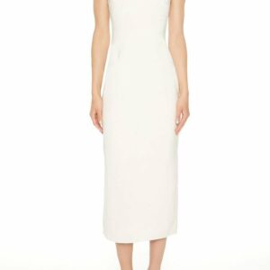 Women's Strapless Tie-Back Midi Dress in Cream, XL