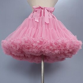 Women's Swing Petticoat Mini Skirts Ruffle Layered Tulle Solid Colored Performance Party Fall Winter Organza Tulle Fashion Pink