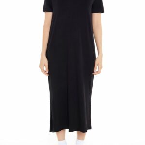 Women's T-Shirt Midi Slit Dress in Black Medium