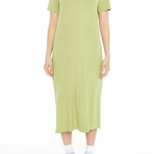 Women's T-Shirt Midi Slit Dress in Light Green Large