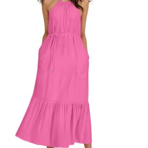 Womens Tie Halter Maxi Dress