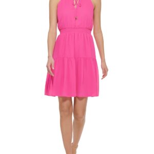 Womens Tiered Mini Halter Dress