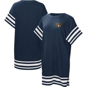 Women's Touch Navy Milwaukee Brewers Cascade T-shirt Dress - Navy