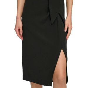 Womens Twill Front Twist Midi Skirt