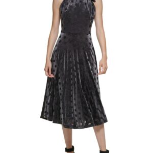 Womens Velvet Midi Halter Dress