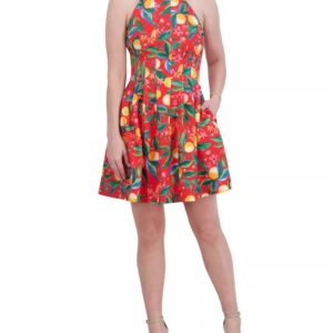 Women's Vince Camuto Printed Cutout Halter Dress Size 2 Red