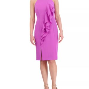 Women's Vince Camuto Ruffled Halter Neck Dress Size 12 Violet