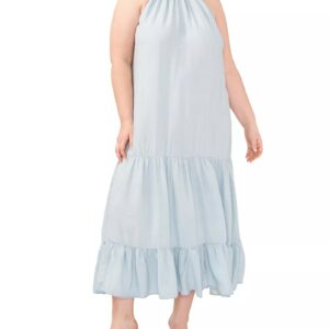 Women's Vince Camuto Tiered Halter Maxi Dress (Plus Size) Size 1X Arctic Surf