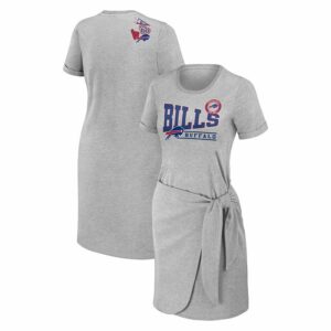 Women's WEAR by Erin Andrews Heather Gray Buffalo Bills Knotted T-Shirt Dress, Size: Large, Grey