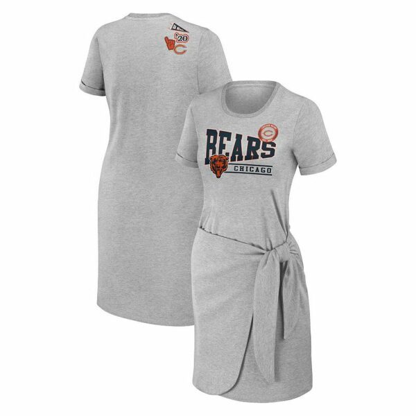 Women's WEAR by Erin Andrews Heather Gray Chicago Bears Knotted T-Shirt Dress, Size: Small, Grey