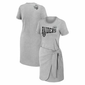 Women's WEAR by Erin Andrews Heather Gray Las Vegas Raiders Knotted T-Shirt Dress, Size: Small, Lvr Grey