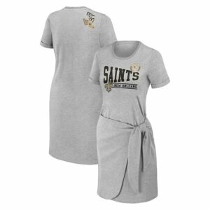 Women's WEAR by Erin Andrews Heather Gray New Orleans Saints Knotted T-Shirt Dress, Size: Medium, Grey