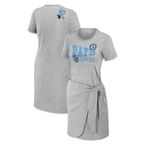 Women's Wear by Erin Andrews Heather Gray Tampa Bay Rays Knotted T-shirt Dress - Heather Gray