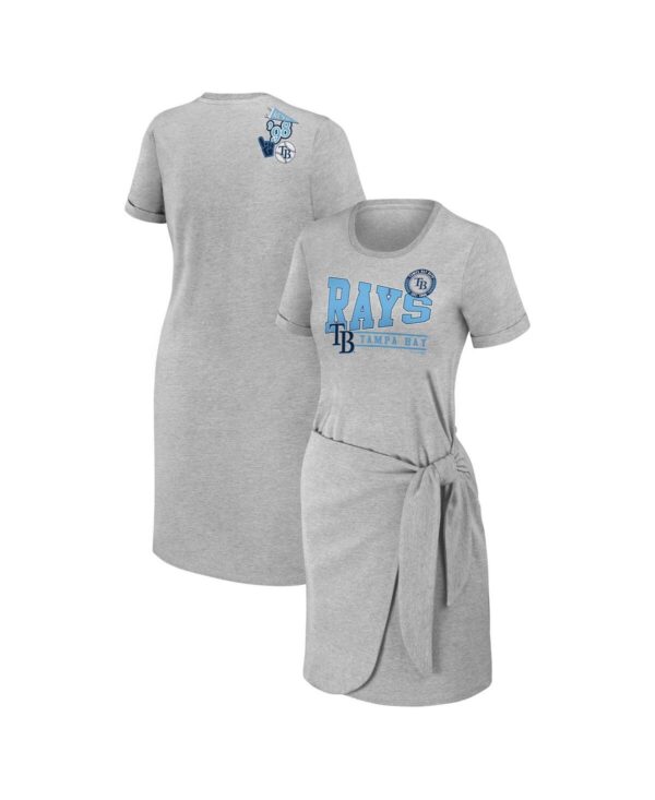 Women's Wear by Erin Andrews Heather Gray Tampa Bay Rays Knotted T-shirt Dress - Heather Gray