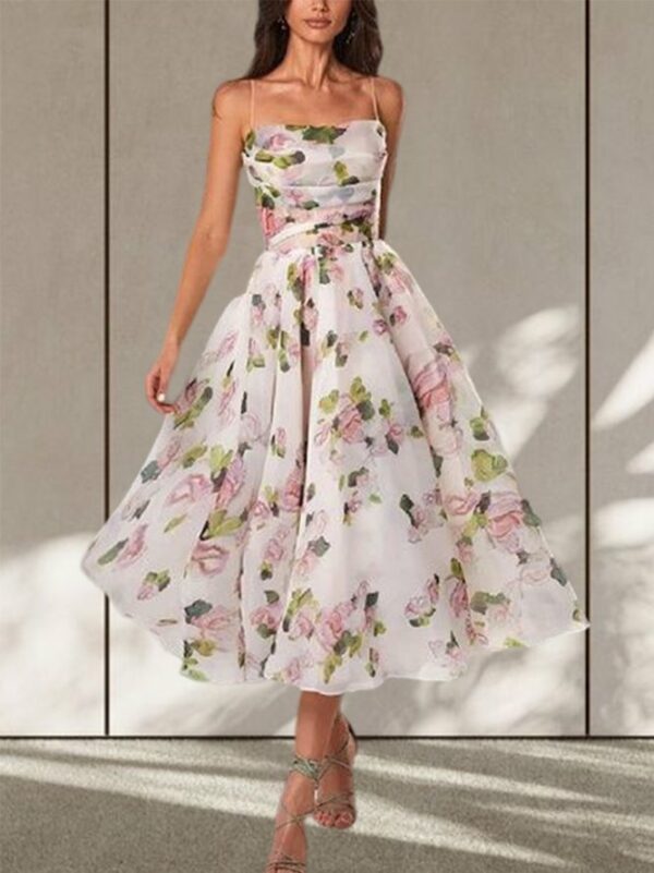 Women's Wedding Guest Floral All Season Elegant Strapless Dress Natural Party Regular Fit X-Line