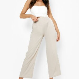 Womens Woven Pleat Front Culottes - Beige - 12