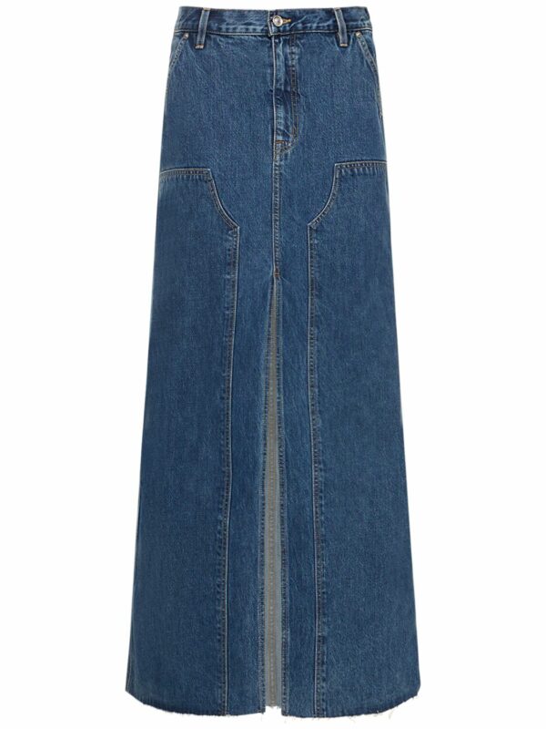 Worker Cotton Denim Maxi Skirt