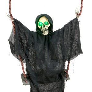 Worth Imports 70-in Hanging Animated Dressed Skeleton On Swing Figurine with Flashing Green Eyes | 4297