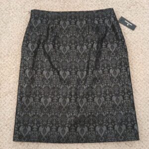 Worthington Skirt Size 12 Gray Geometric Glitter Knee Length Pencil Lined New in White, Women's