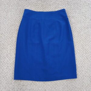 Worthington Skirt Size 2 Knee Length Blue Pencil Lined Slit in White, Women's