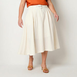 Worthington Womens Mid Rise Midi Pleated Skirt Plus, 18w, Beige