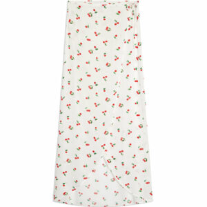 Wrap Cherries Maxi Skirt - Off White L