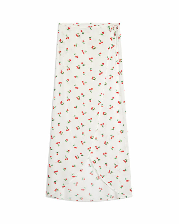 Wrap Cherries Maxi Skirt - Off White L