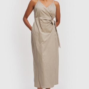 Wrap Dress Ecru - Strappy Maxi Dress