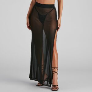 Wrap Me In Glam Mesh Maxi Skirt