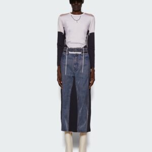 X Jean Paul Gaultier Trompe-l'oeil Y Belt Denim Maxi Dress