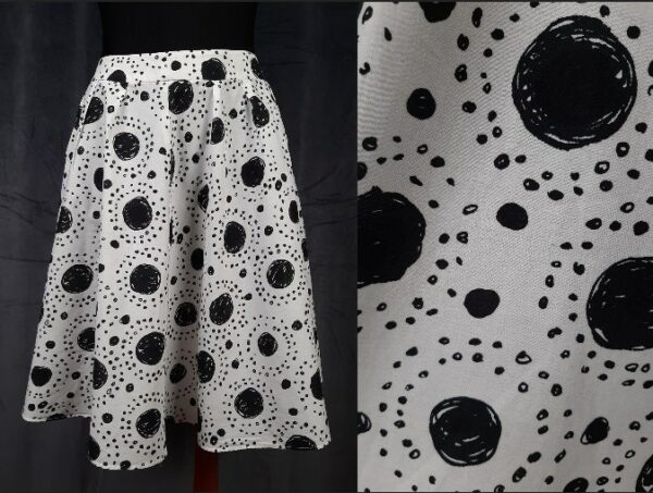 Y2K Marimekko Pencil Skirt White Black Drawing Circle Mika Piirainen Minimalism Minimalist Rare True Vintage Unusual 34 6 S