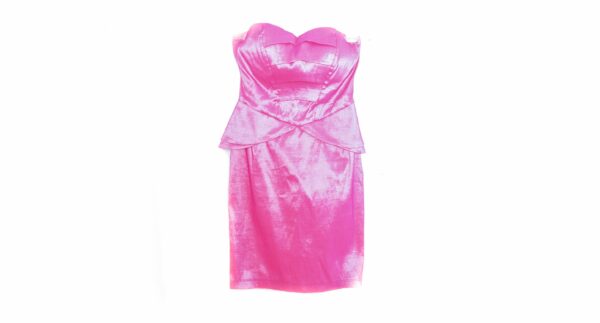 Y2K Strapless Pink Bodycon Mini Dress 00S Arden B. Exclusive Iridescent Party Vintage Backless 00's Peplum Cocktail Never Worn Xs