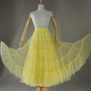 YELLOW Tiered Long Skirt Outfit Women Plus Size Fluffy Layered Tutu Skirt