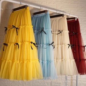 Yellow Layered Tulle Skirt Outfit Women Custom Plus Size Tiered Long Tulle Skirt