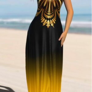 Yellow Ombre Spaghetti Strap Maxi Dress