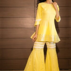 Yellow Sharara Set Sharara Set Gift For Her Yellow Dress Peplum