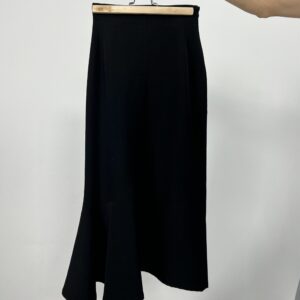 Yohji Yamamoto Black Wool Godet Midi Skirt, Women's (Size 25)