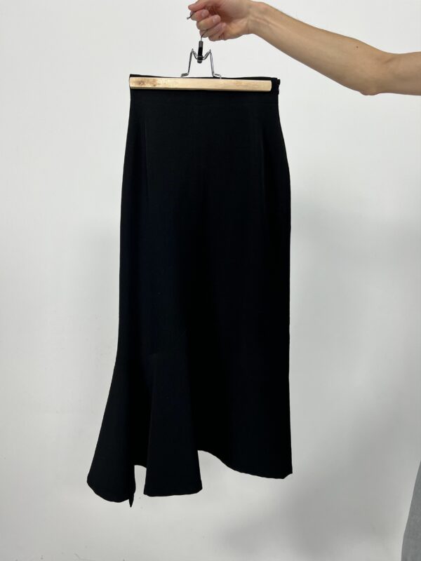 Yohji Yamamoto Black Wool Godet Midi Skirt, Women's (Size 25)