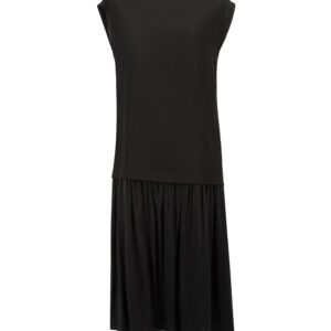 Yohji Yamamoto Y's Black Ruffle Skirt Midi Dress