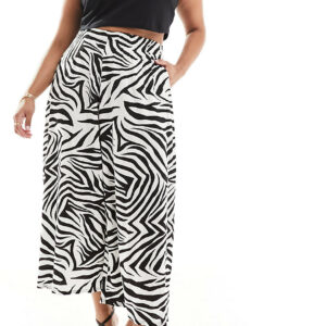 Yours wide leg culottes in bold zebra-Multi